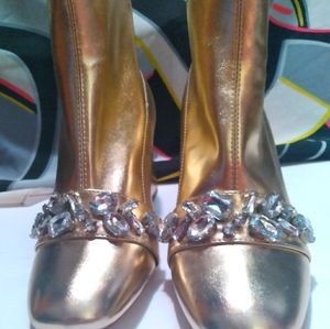 Gold and Rhinestone booties